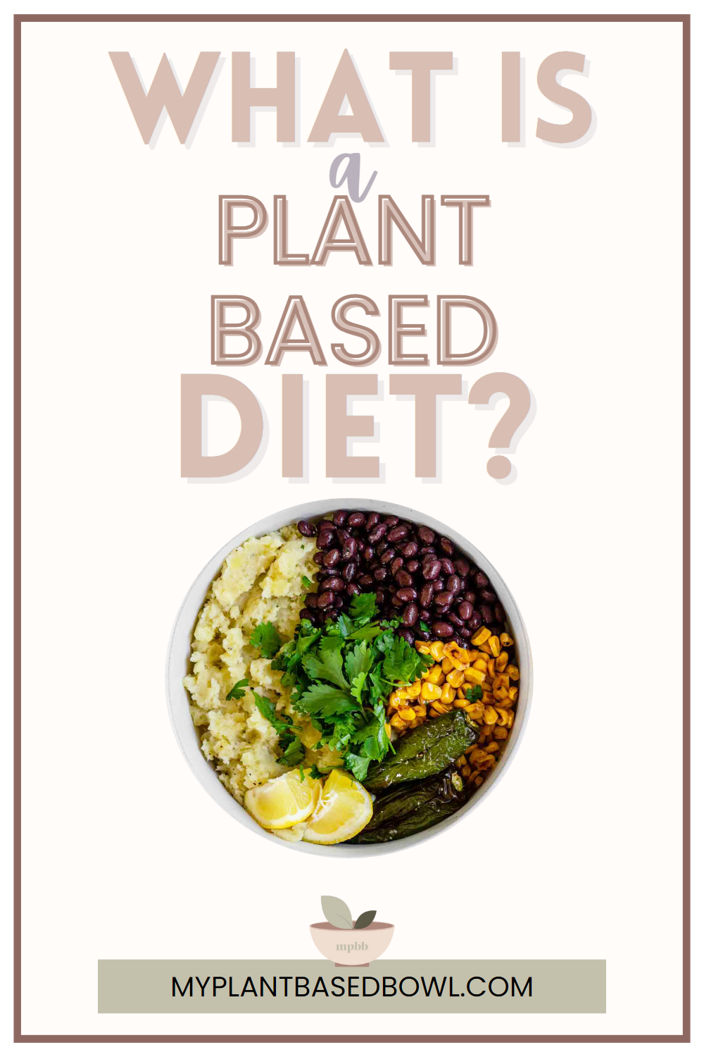 Text reading what is a plant based diet with a photo of a loaded potato bowl.