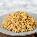 Cooked bulgur on a plate.