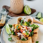 Taco salad in a tortilla bowl.