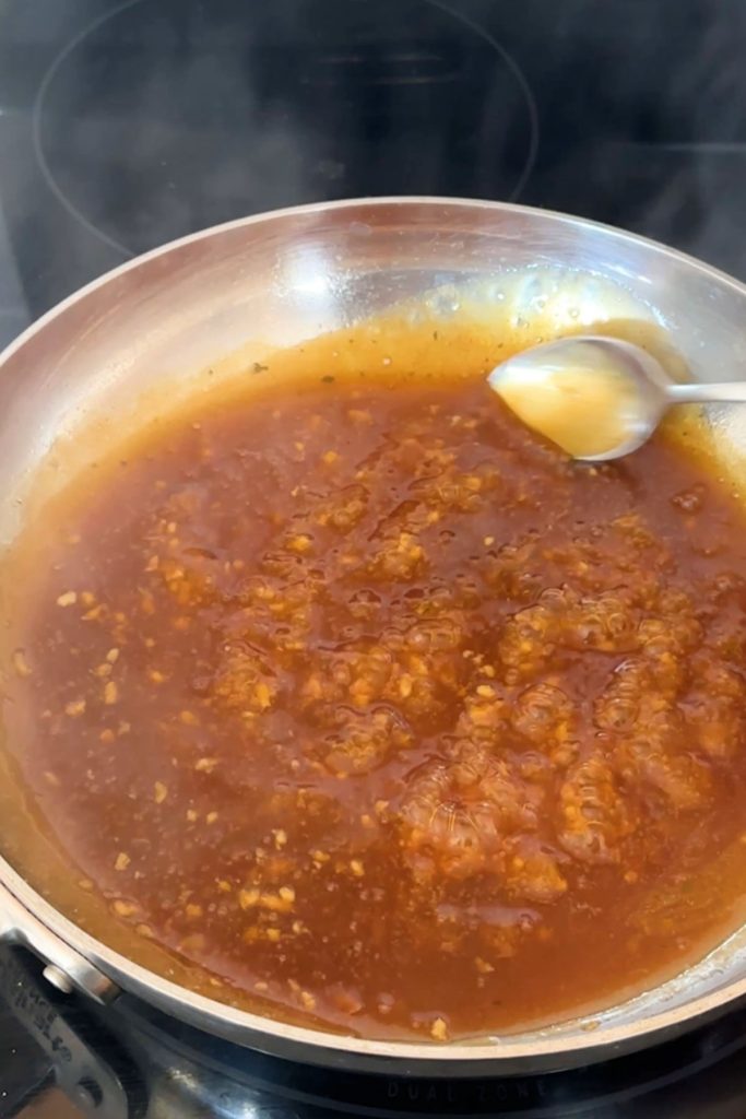 Sauce in a skillet.